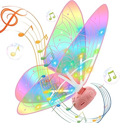 Alas de hadas LED eléctricas iluminadas con alas de mariposa en movimiento