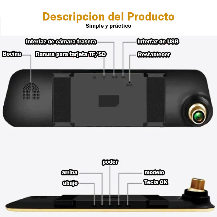 Espejo Retrovisor con Cámara Doble