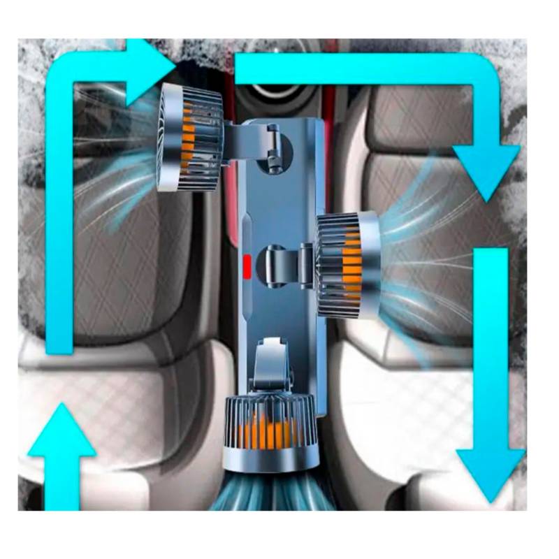 Ventilador de Auto de 3 Cabezales Giratorios 360º
