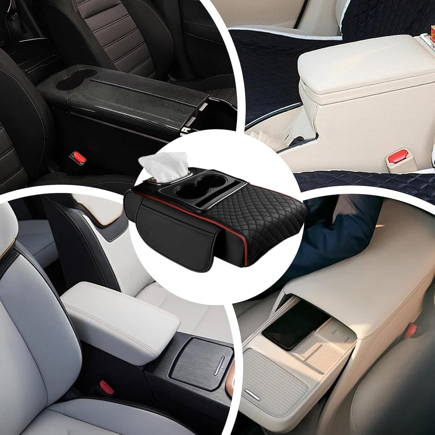 Cojín para Reposabrazos de Coche con Portavasos