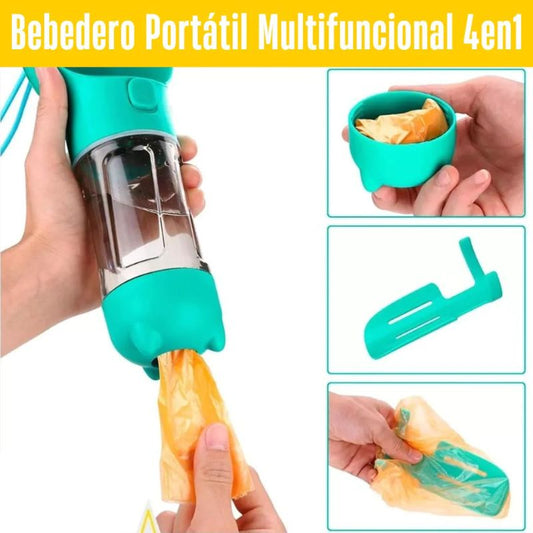 Bebedero Portátil Multifuncional 4en1 para tus mascotas