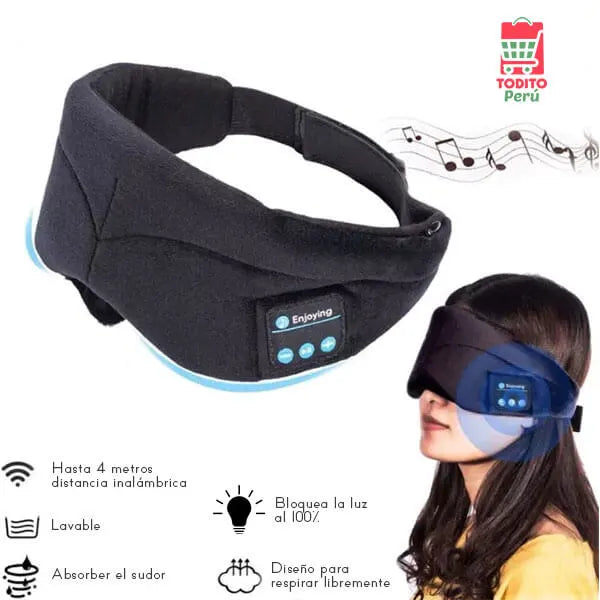 Máscara Antifaz Gafas para Dormir con Audífonos Bluetooth