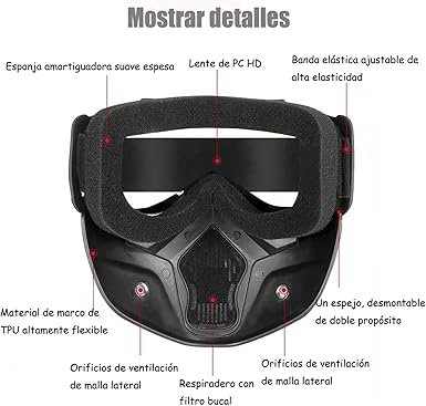 Máscara Jet Moto para Casco Protector