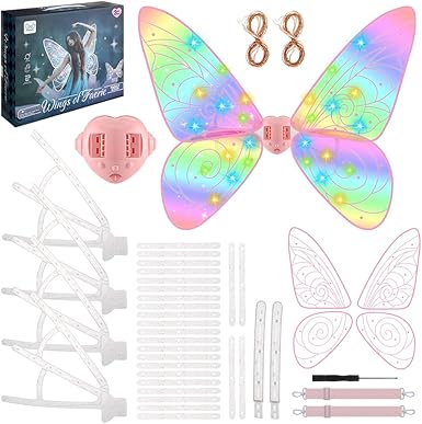 Alas de hadas LED eléctricas iluminadas con alas de mariposa en movimiento