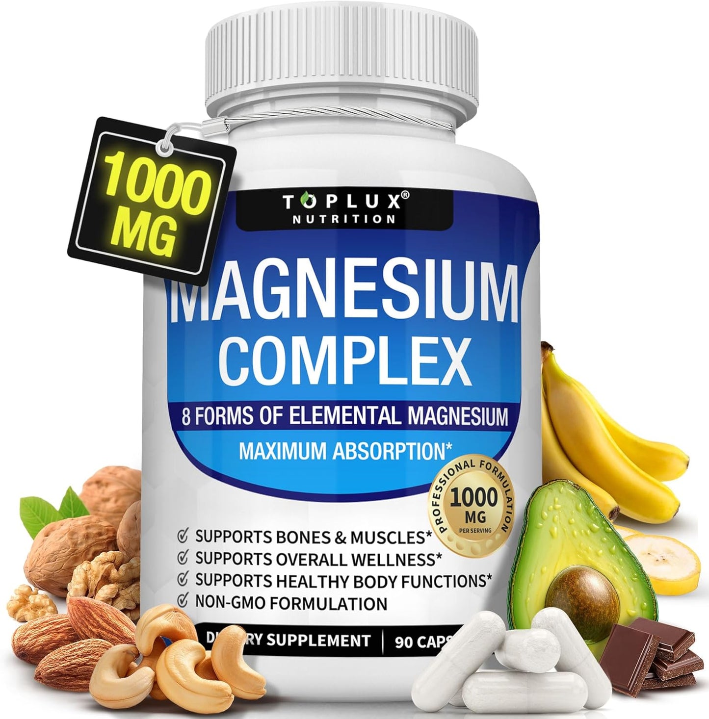 Complejo de magnesio Suplemento 8 Elemental 1000mg