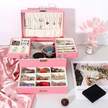 Caja Organizadora de Joyas de 2 Niveles con Cajones