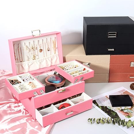 Caja Organizadora de Joyas de 2 Niveles con Cajones