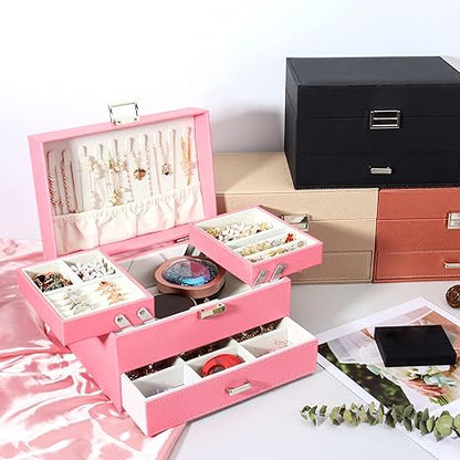 Caja Organizadora de Joyas de 2 Niveles con Cajones