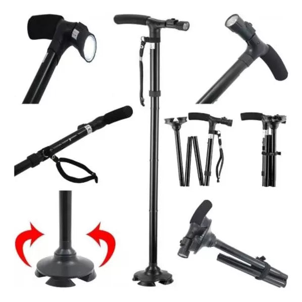 Bastón Ortopédico Plegable Mágico y Regulable con Luz Led