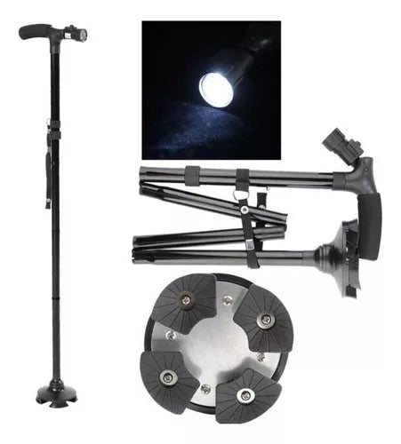 Bastón Ortopédico Plegable Mágico y Regulable con Luz Led