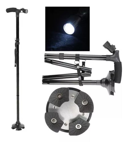 Bastón Ortopédico Plegable Mágico y Regulable con Luz Led