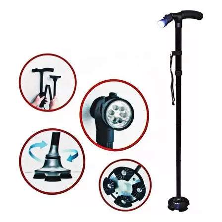 Bastón Ortopédico Plegable Mágico y Regulable con Luz Led