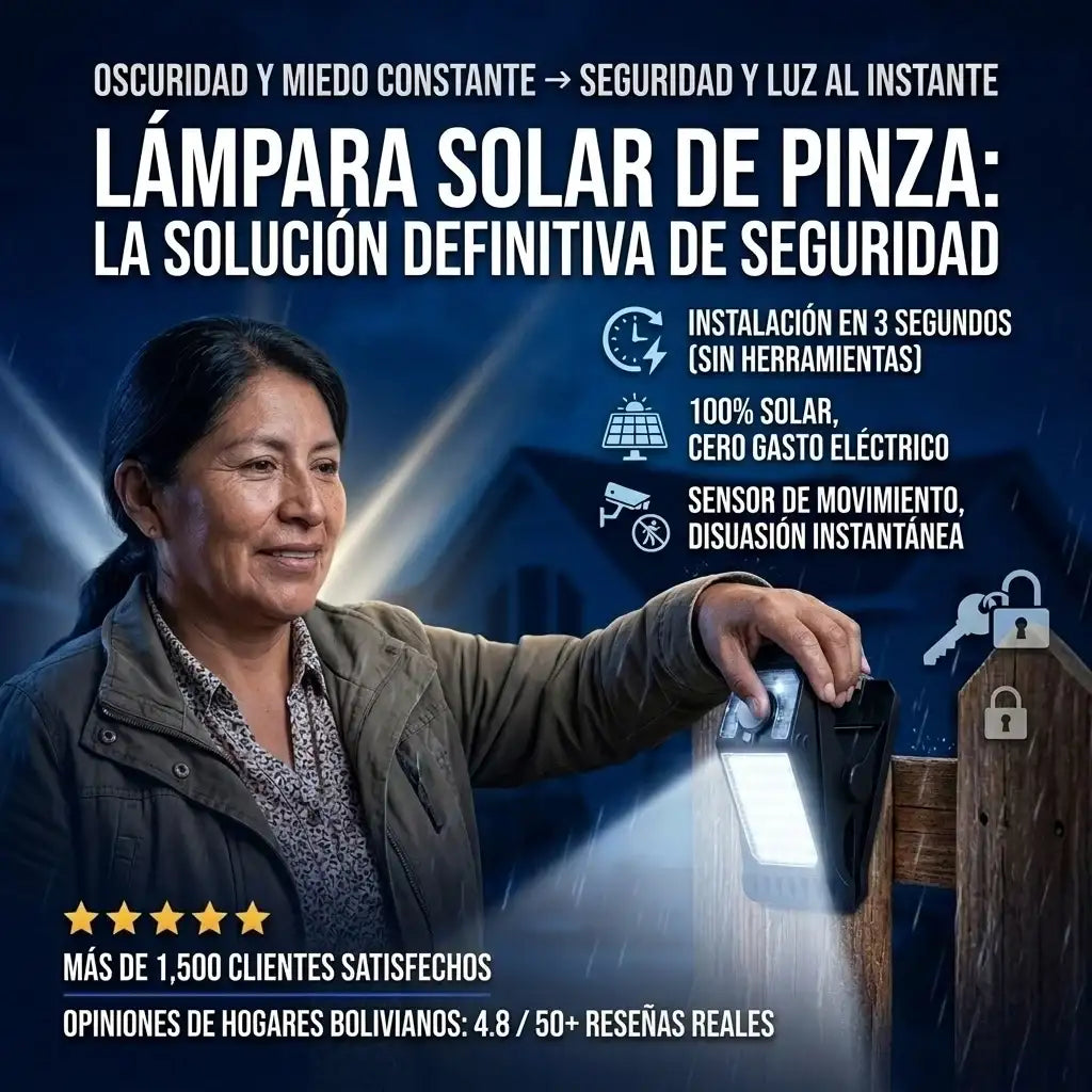Lámpara Solar LED con Clip y Sensor de Movimiento