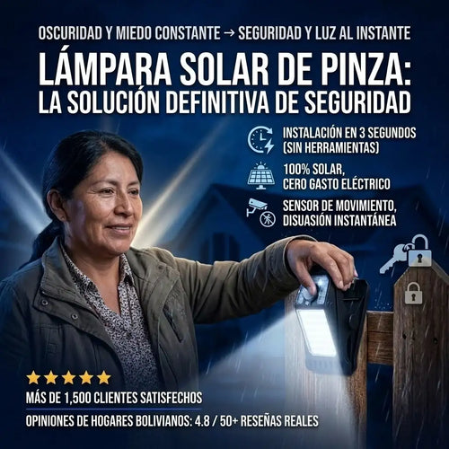 Lámpara Solar LED con Clip y Sensor de Movimiento