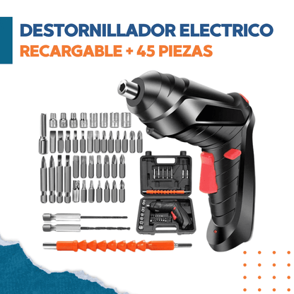 Destornillador Eléctrico Recargable de 45 Piezas