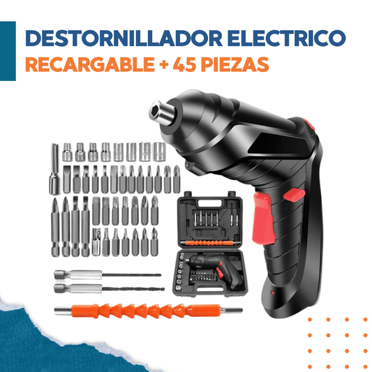 Destornillador Eléctrico Recargable de 45 Piezas