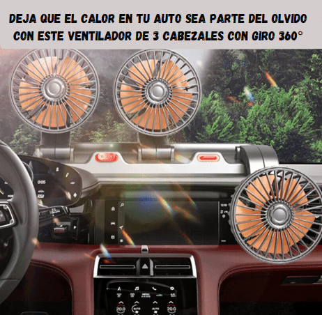Ventilador de Auto de 3 Cabezales Giratorios 360º