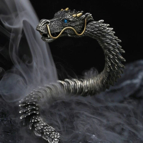 Pulsera Brazalete Dragón Plateado