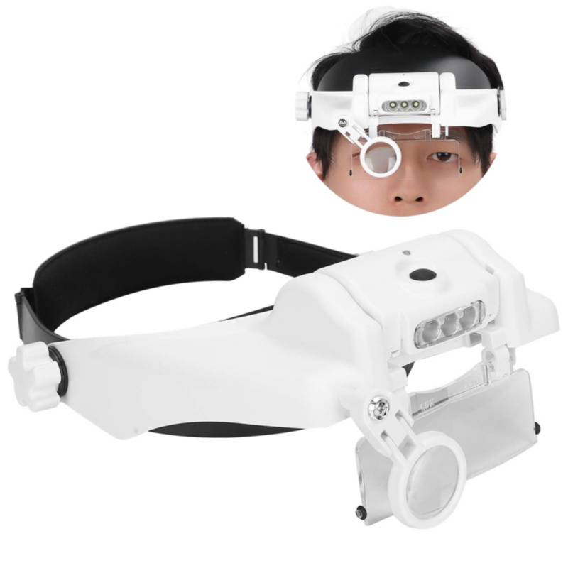 Lupa Profesional Visera De Cabeza Con Luz Led + 5 Lentes De Aumento