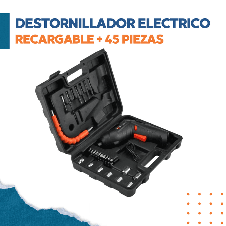 Destornillador Eléctrico Recargable de 45 Piezas