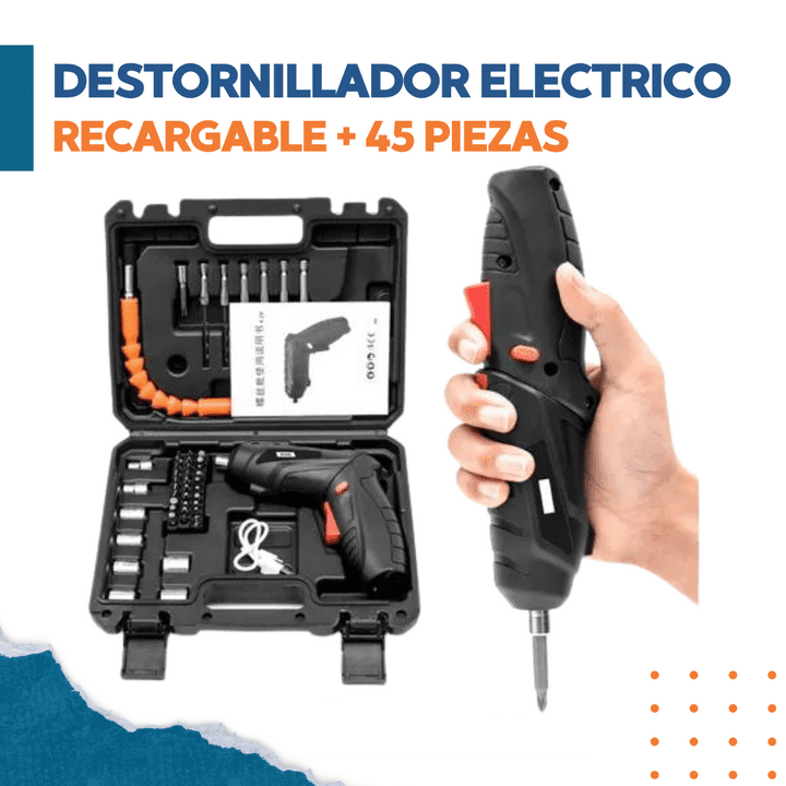Destornillador Eléctrico Recargable de 45 Piezas