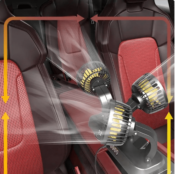 Ventilador de Auto de 3 Cabezales Giratorios 360º