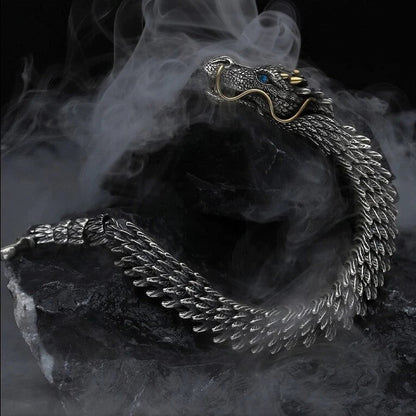Pulsera Brazalete Dragón Plateado