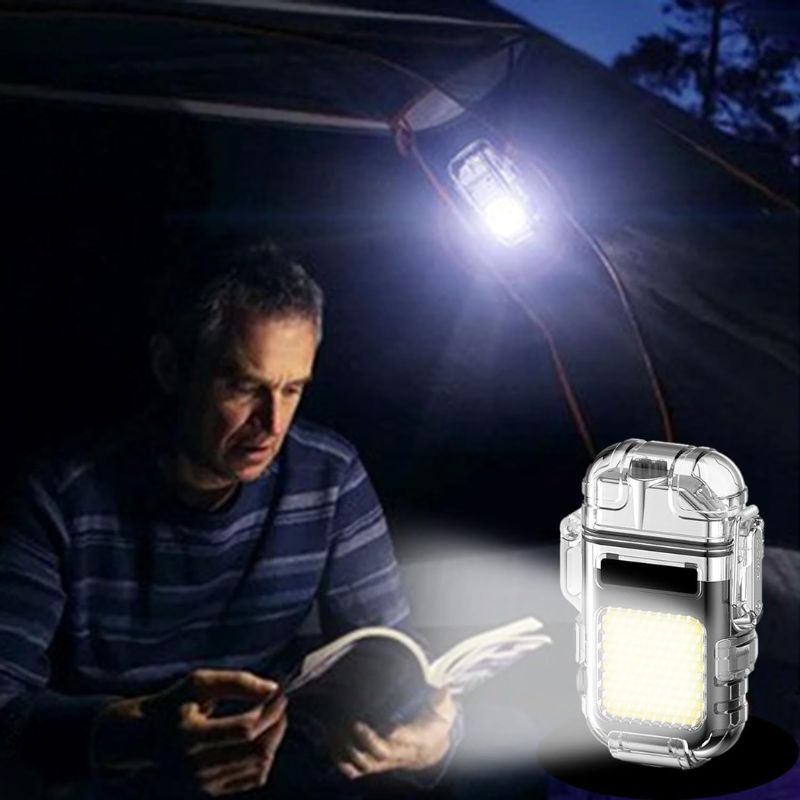 Encendedor Impermeable y resistente al viento con linterna LED