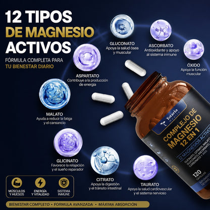 Complejo de magnesio 700mg 12 en 1 suplemento de magnesio con glicinato