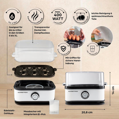 Hervidor De Huevos Con Apagado Automático - Tres Velocidades hasta 6 huevos