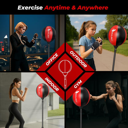 Saco de boxeo con soporte, bolsa de boxeo para adultos, altura ajustable, alivio del estrés y fitness
