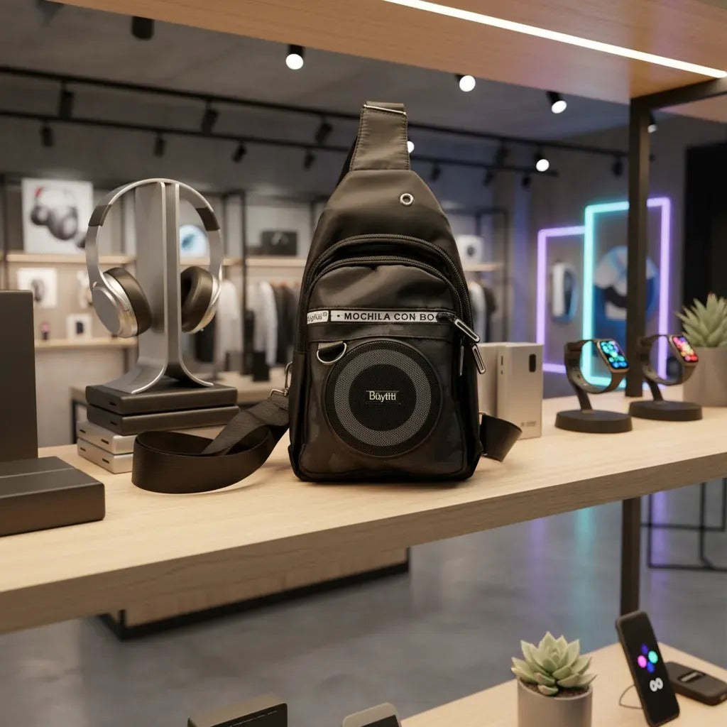 Mochila Pechera Con Bocina Bluetooth Portátil Y Luces Rgb