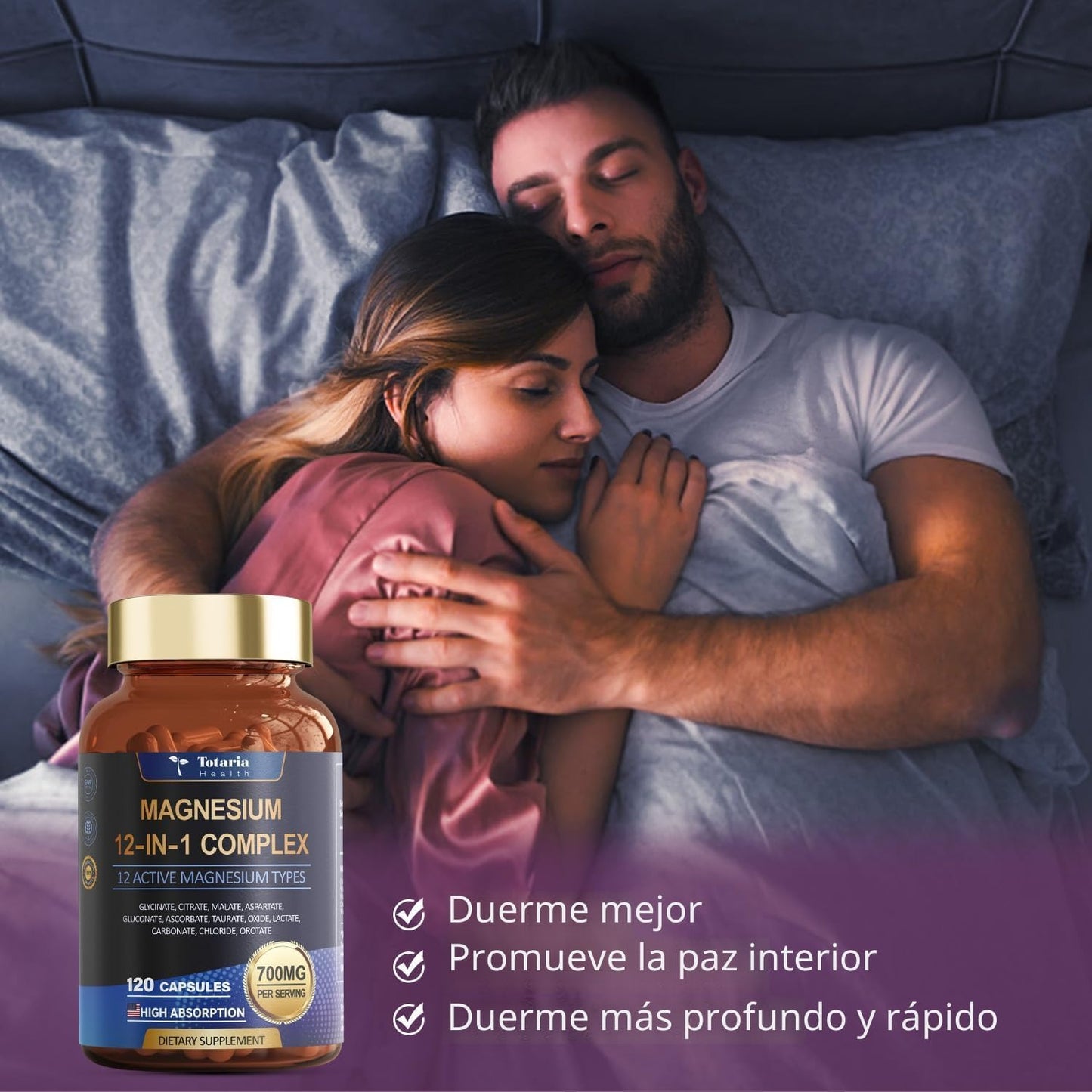 Complejo de magnesio 700mg 12 en 1 suplemento de magnesio con glicinato