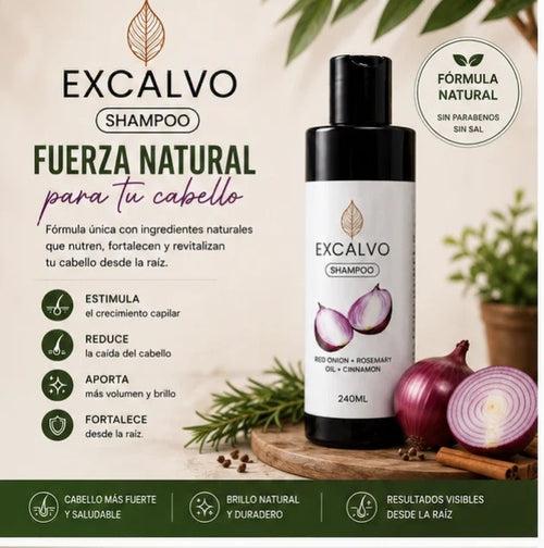 EXCALVO SHAMPOO ANTICAÍDA – FUERZA NATURAL PARA TU CABELLO
