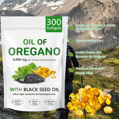 Aceite de Orégano Puro con Aceite de Semilla Negra