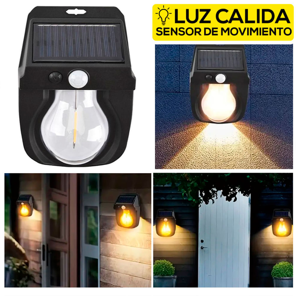 Lámpara Luz Led Solar con Sensor de Movimiento Recargable