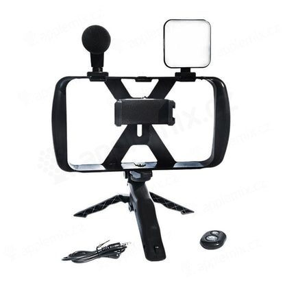 Kit De Grabación Trípode Micrófono Para Celular Con Luz Led